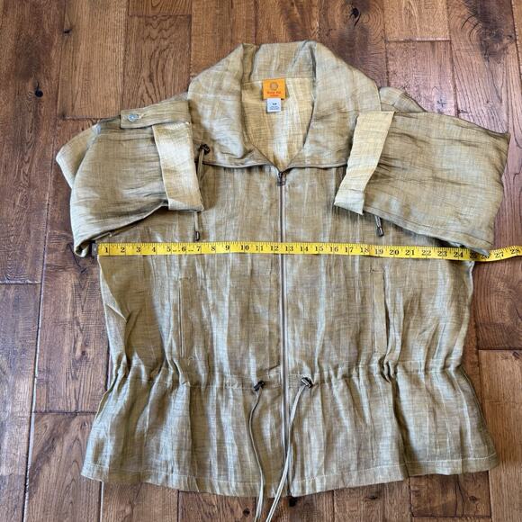 Ruby Rd Linen Jacket Womens 16W Roll Sleeve Lightweight Full ZIp Anorak Jacket - Picture 4 of 6